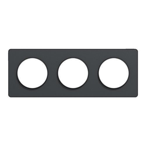 plaque 3 postes Schneider Odace Touch horizontaux ou verticaux entraxe 71mm anthracite - vue de face