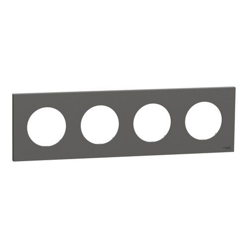 plaque de finition 4 postes Schneider Odace gris basalte