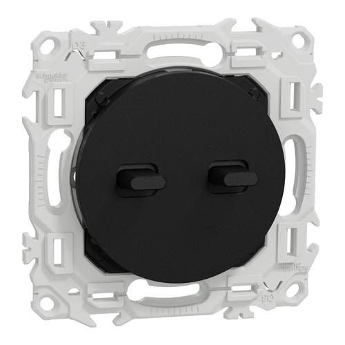 Interrupteur double va et vient/bouton poussoir à levier SCHNEIDER Odace noir onyx