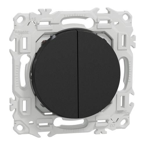 double interrupteur Schneider Odace noir