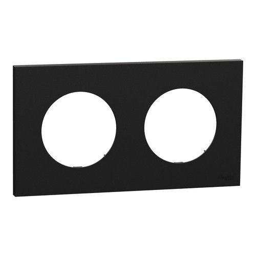 plaque de finition 2 postes Schneider Odace noir onyx