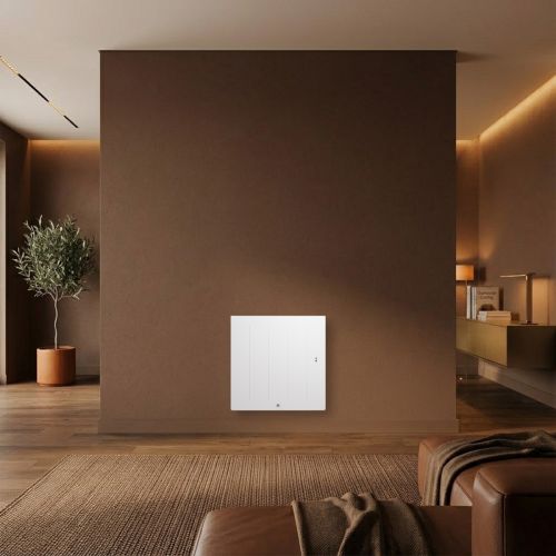 Radiateur connecté à inertie fonte horizontal blanc 1000W THERMOR Kenya 5 idéal dans une pièce de vie