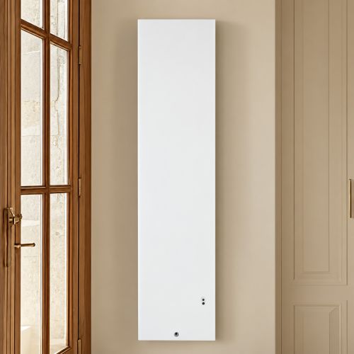 Radiateur connecté THERMOR Ingenio 5 gain de place à inertie double technologie vertical blanc 1800W