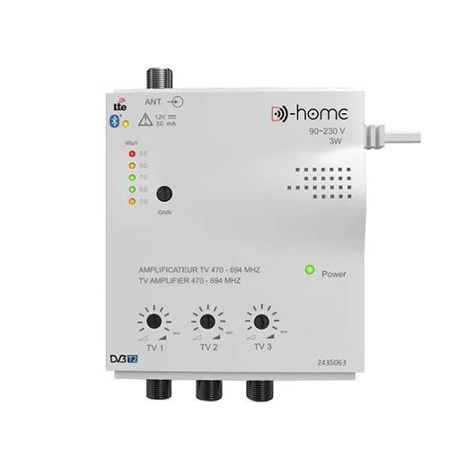 Amplificateur TNT Intérieur 3 Sorties - Filtre 4G, Réglage Gain Et Qualité, Faible Consommation 1.5W