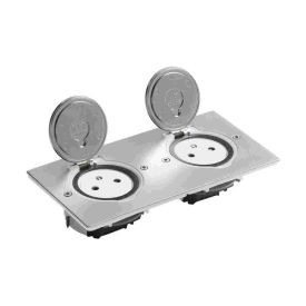 LEGRAND Prise de sol double 2P+T affleurante 16A rectangulaire inox brossé - 089768