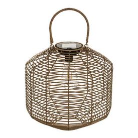 ATMOSPHERA Lampe à poser extérieur solaire LED CUBA hauteur 30cm bois naturel - 178903