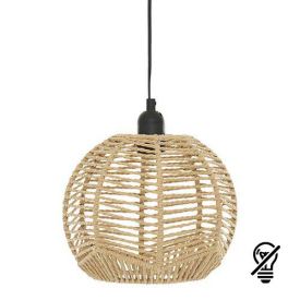 ATMOSPHERA Suspension corde E27 CAREN 230V diametre 24cm bois naturel - 200038