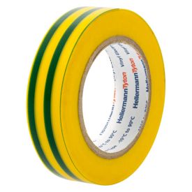HELLERMANNTYTON Ruban adhésif isolant vert/jaune 15mm x 10m - HEL71000106