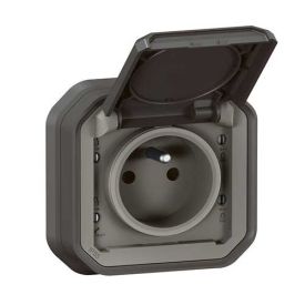 LEGRAND Plexo Prise de courant 2P+T encastré complet étanche anthracite IP55 - 069860L