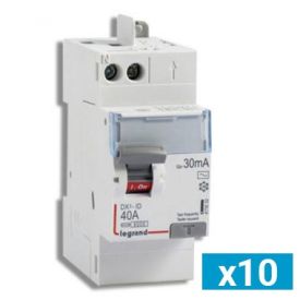 LEGRAND DX3 Lot de 10 Interrupteurs différentiels 40A 30mA type AC auto 230V - 411632