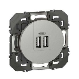 Double prise USB Type-A Legrand Dooxie finition alu