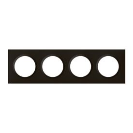 Plaque 4 postes Legrand Dooxie noir mat - vue de face