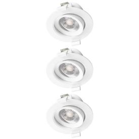 MIIDEX Lot de 3 spot LED encastrables CARAT orientables 230V 3x5W 370lm 3000K 90mm blanc - 763617