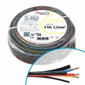 Couronne de 50m de câble électrique H07VU 3G2,5mm² Nexans Easyfil