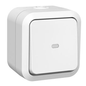 QUARX Aquapro Interrupteur va et vient lumineux étanche complet blanc IP55 - 9663