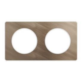 SCHNEIDER Odace Touch Plaque double bronze brossé avec liseré blanc - S520804L
