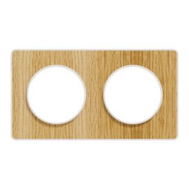 SCHNEIDER Odace Touch Plaque double bois naturel avec liseré blanc - S520804N