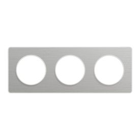 SCHNEIDER Odace Touch Plaque triple  aluminium brossé avec liseré blanc - S520806J