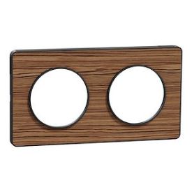 SCHNEIDER Odace Touch Plaque double bois zebrano avec liseré anthracite - S540804P4