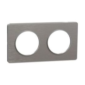 plaque 2 postes schneider odace styl aluminium brossé