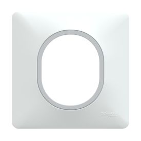 SCHNEIDER Ovalis Plaque simple blanc avec bague effet argent chromé - S320702F