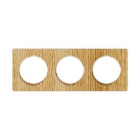 SCHNEIDER Odace Touch Plaque triple  bois naturel avec liseré blanc - S520806N