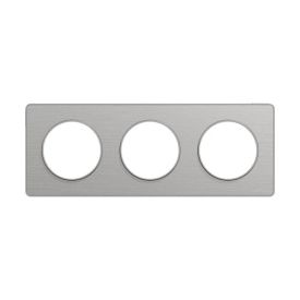 SCHNEIDER Odace Touch Plaque triple  aluminium brossé avec liseré aluminium - S530806J