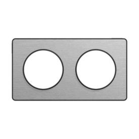 SCHNEIDER Odace Touch Plaque double aluminium brossé avec liseré anthracite - S540804J