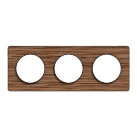 SCHNEIDER Odace Touch Plaque triple  bois zebrano avec liseré anthracite - S540806P4