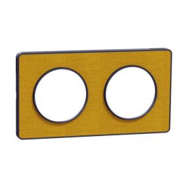 SCHNEIDER Odace Touch Plaque double Kvadrat ocre avec liseré bleu cobalt - S550804KY