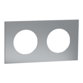 SCHNEIDER Odace Metal Plaque double titane support blanc - S910704