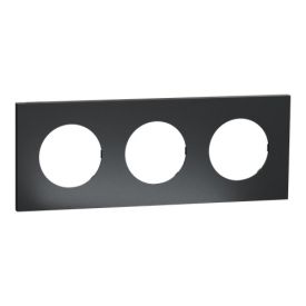SCHNEIDER Odace Metal Plaque triple perle noire support noir - S912706