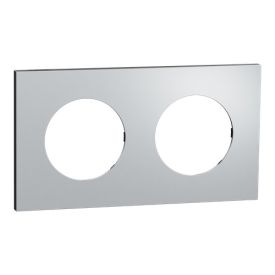 SCHNEIDER Odace Metal Plaque double aluminium support noir - S913704