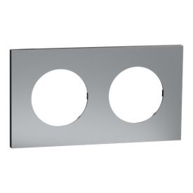 SCHNEIDER Odace Metal Plaque double titane support noir - S915704