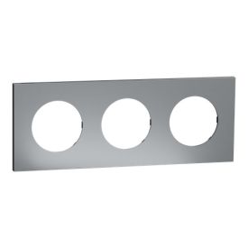 SCHNEIDER Odace Metal Plaque triple titane support noir - S915706