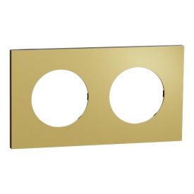 SCHNEIDER Odace Metal Plaque double laiton support noir - S916704
