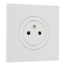 SCHNEIDER Odace Prise de courant 2P+T affleurante blanc craie complet