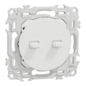 SCHNEIDER Odace Interrupteur double va et vient/bouton poussoir à levier blanc craie - S920213
