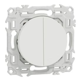 SCHNEIDER Odace Interrupteur double va et vient/bouton poussoir blanc craie - S920214