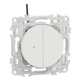 SCHNEIDER Odace Interrupteur double va et vient/bouton poussoir à voyant lumineux blanc craie - S920273