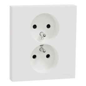 SCHNEIDER Odace Double prise de courant 2P+T complet blanc craie - S921089