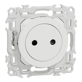 SCHNEIDER Odace Prise de courant 2P affleurante avec griffes blanc craie - S925033