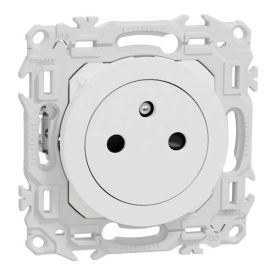 SCHNEIDER Odace Prise de courant 2P+T affleurante avec griffes blanc craie - S925052