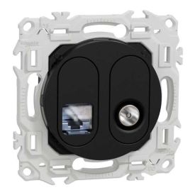 SCHNEIDER Odace Prise RJ45 catégorie 6 STP et TV simple noir onyx - S940141
