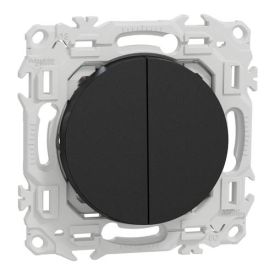 SCHNEIDER Odace Interrupteur double va et vient/bouton poussoir noir onyx - S940214