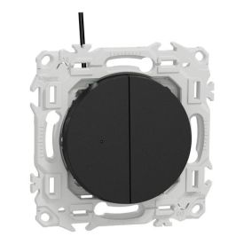 SCHNEIDER Odace Interrupteur double va et vient/bouton poussoir à voyant lumineux noir onyx - S940273