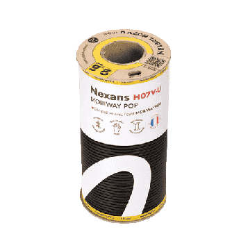 Fils électriques rigides H07VU 2.5² noir NEXANS Mobiway POP - Couronne de 100m