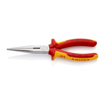 KNIPEX Pince à bec demi-ronde isolée 1000V chromée 200mm tranchant avec biseau - 2616200