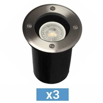 ARLUX Lot de 3 spots LED extérieurs encastrés de sol ronds Tulip 230V 5W 380lm 3000K IP67 inox - 500176