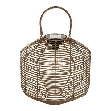 ATMOSPHERA Lampe à poser extérieur solaire LED CUBA hauteur 30cm bois naturel - 178903